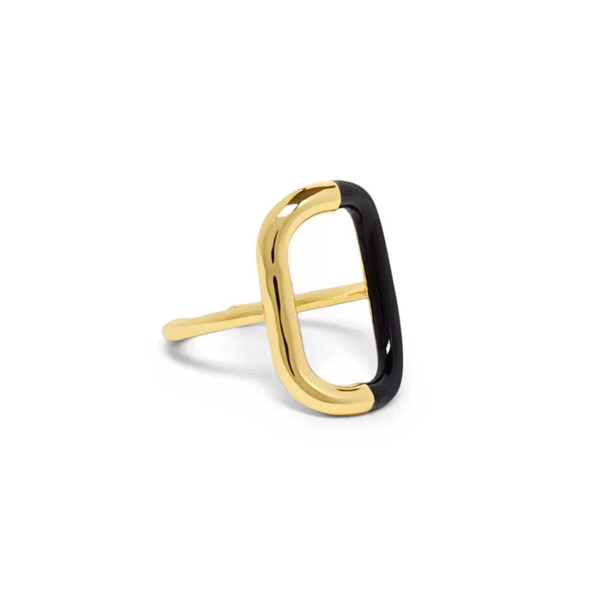 Fashion Draeger Paris Bague Ovale Email Duo Noir et Doré