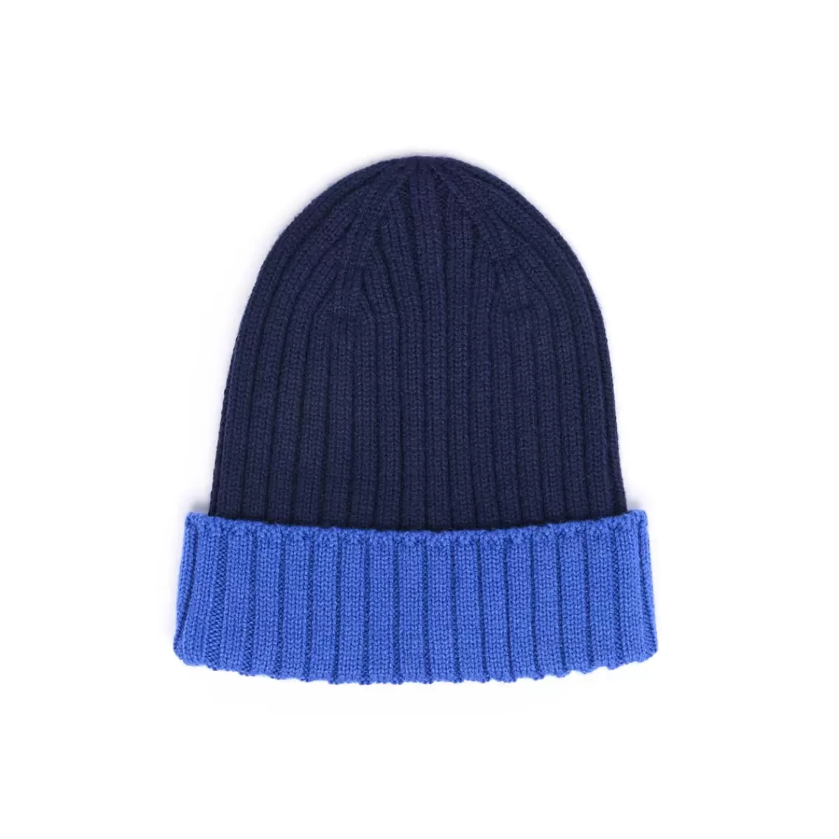 Outlet Draeger Paris Bonnet Bicolore en Laine – Bleu marine et Bleu roi