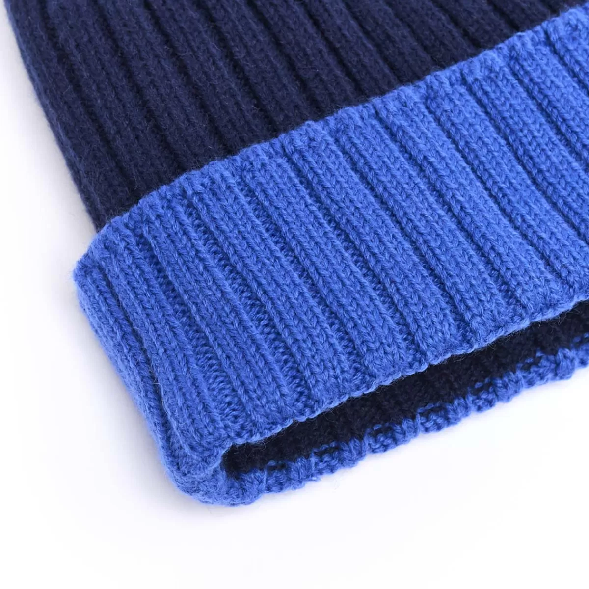 Outlet Draeger Paris Bonnet Bicolore en Laine – Bleu marine et Bleu roi