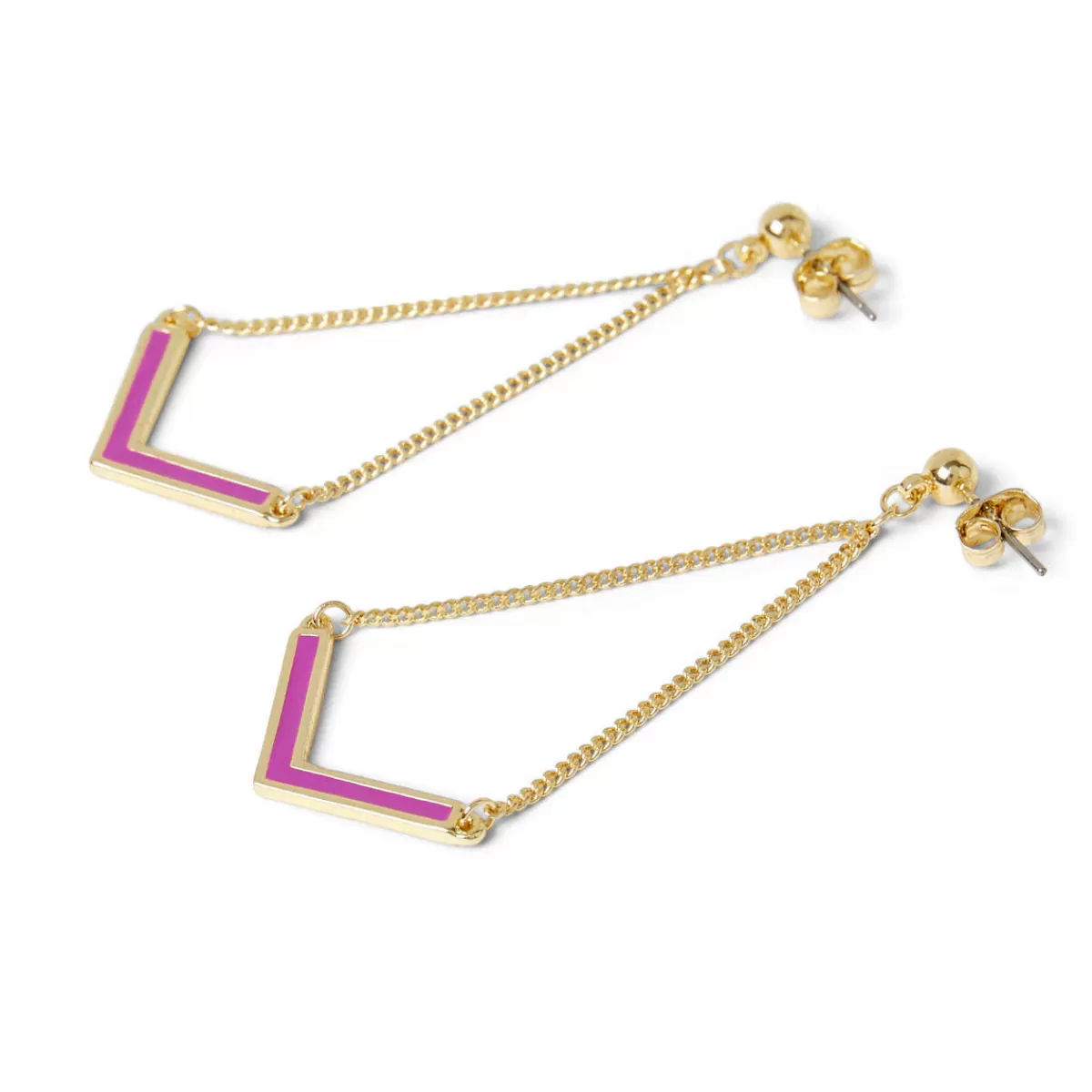 Hot Draeger Paris Boucles d'oreilles V émail fuchsia