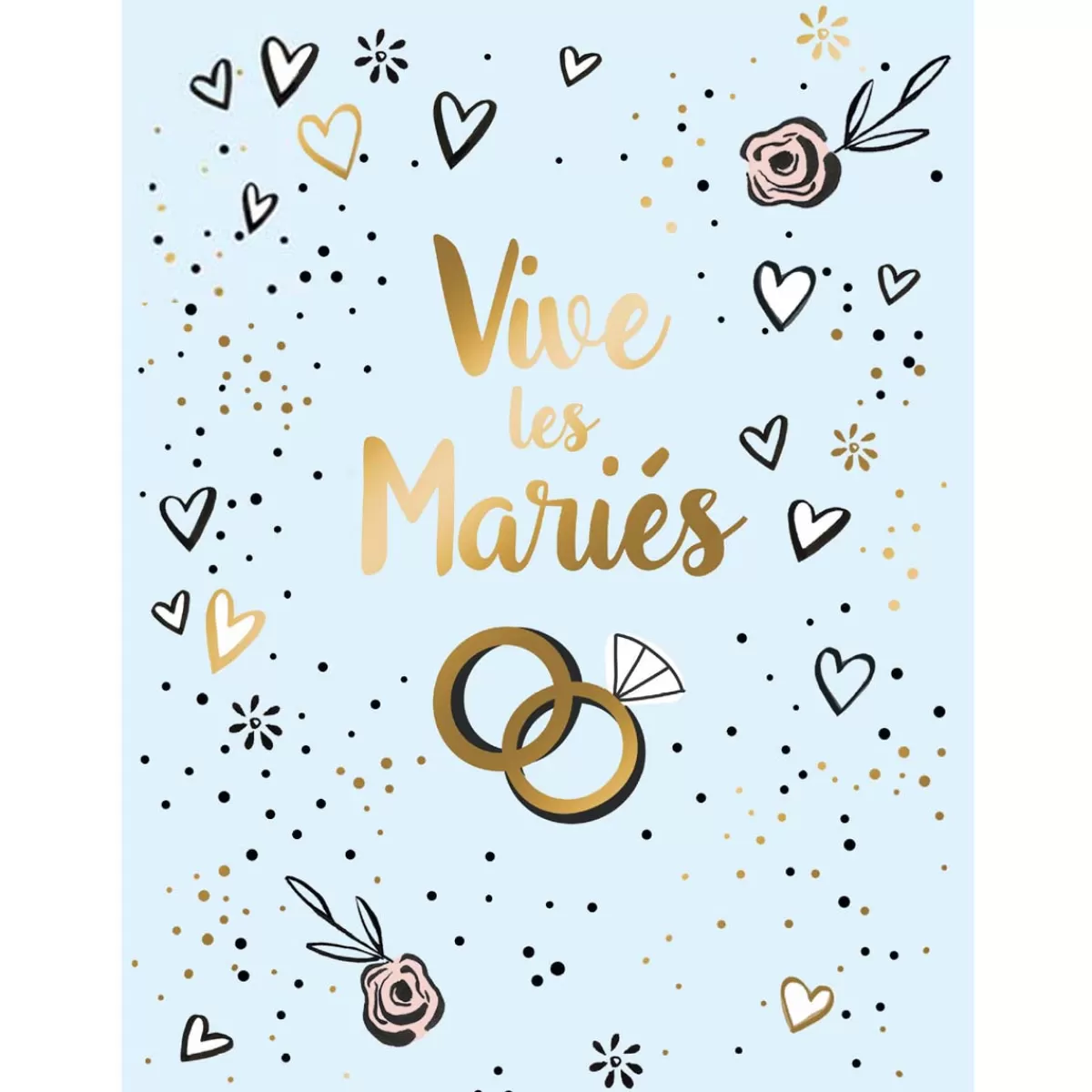 Sale Draeger Paris Carte mariage Vive les mariés lettres dorées