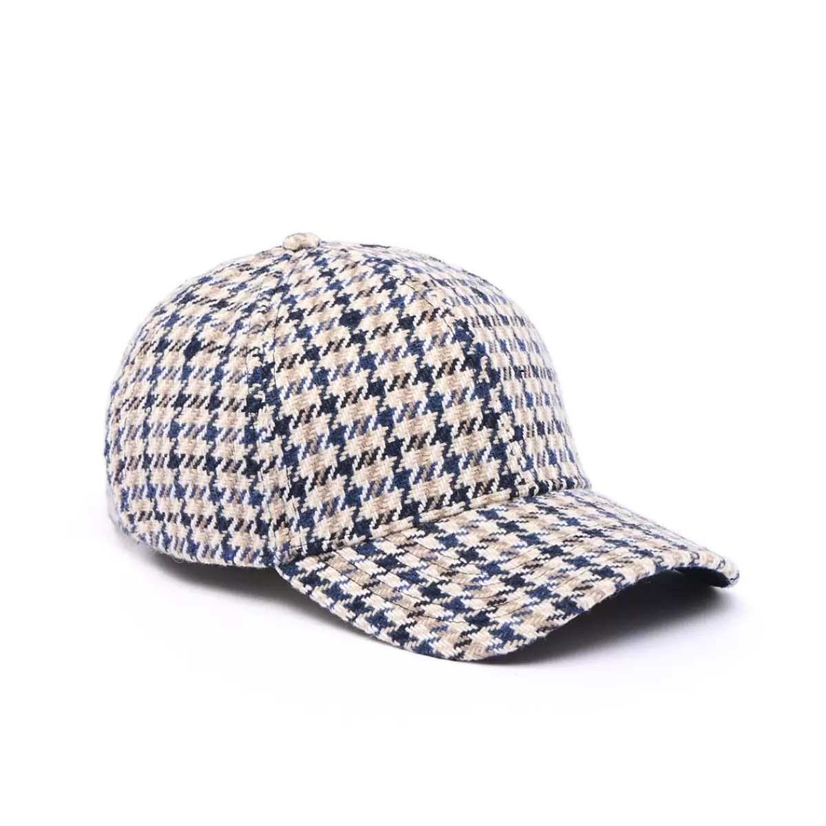 Outlet Draeger Paris Casquette à Motifs Pieds de Poule - Bleue