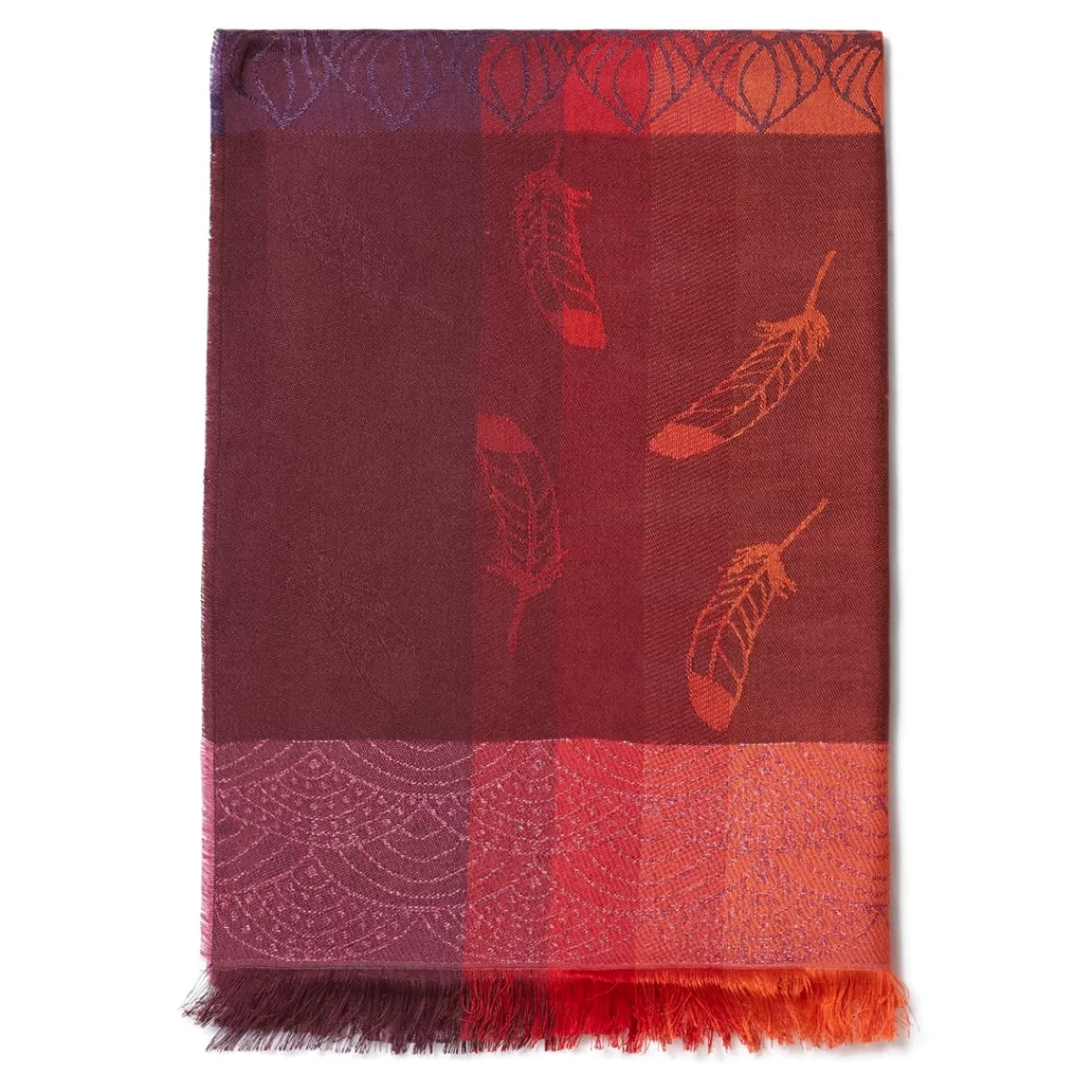 Sale Draeger Paris Etole Jacquard Plumes Bordeaux Orange