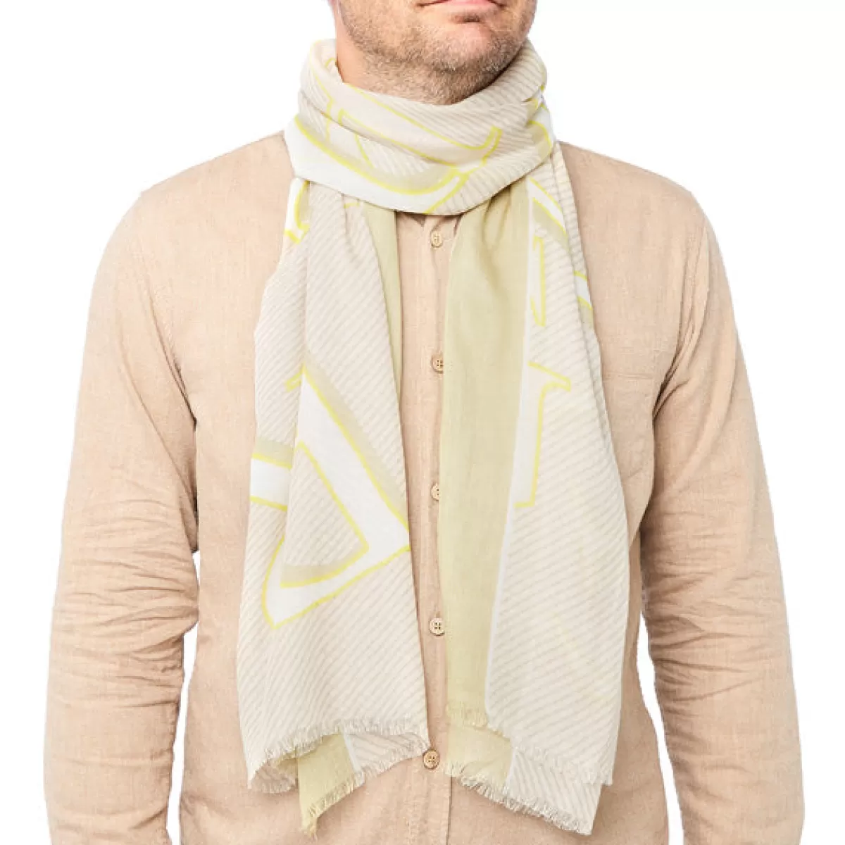 Sale Draeger Paris Foulard imprimé Lettres Draeger - Sable - Homme - 70x180 cm - Draeger