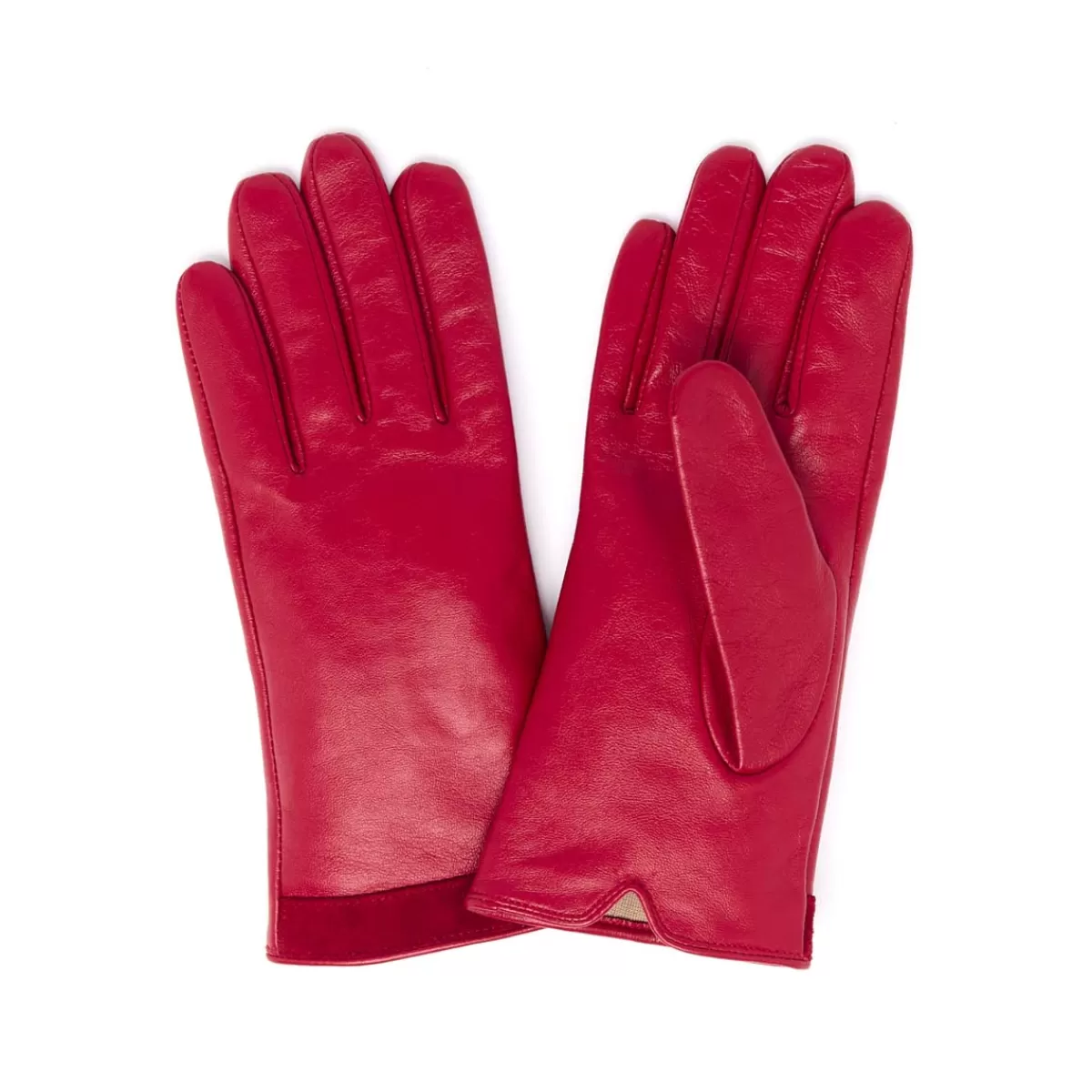 Clearance Draeger Paris Gants Bi-Matière en Cuir d’Agneau - Rouge