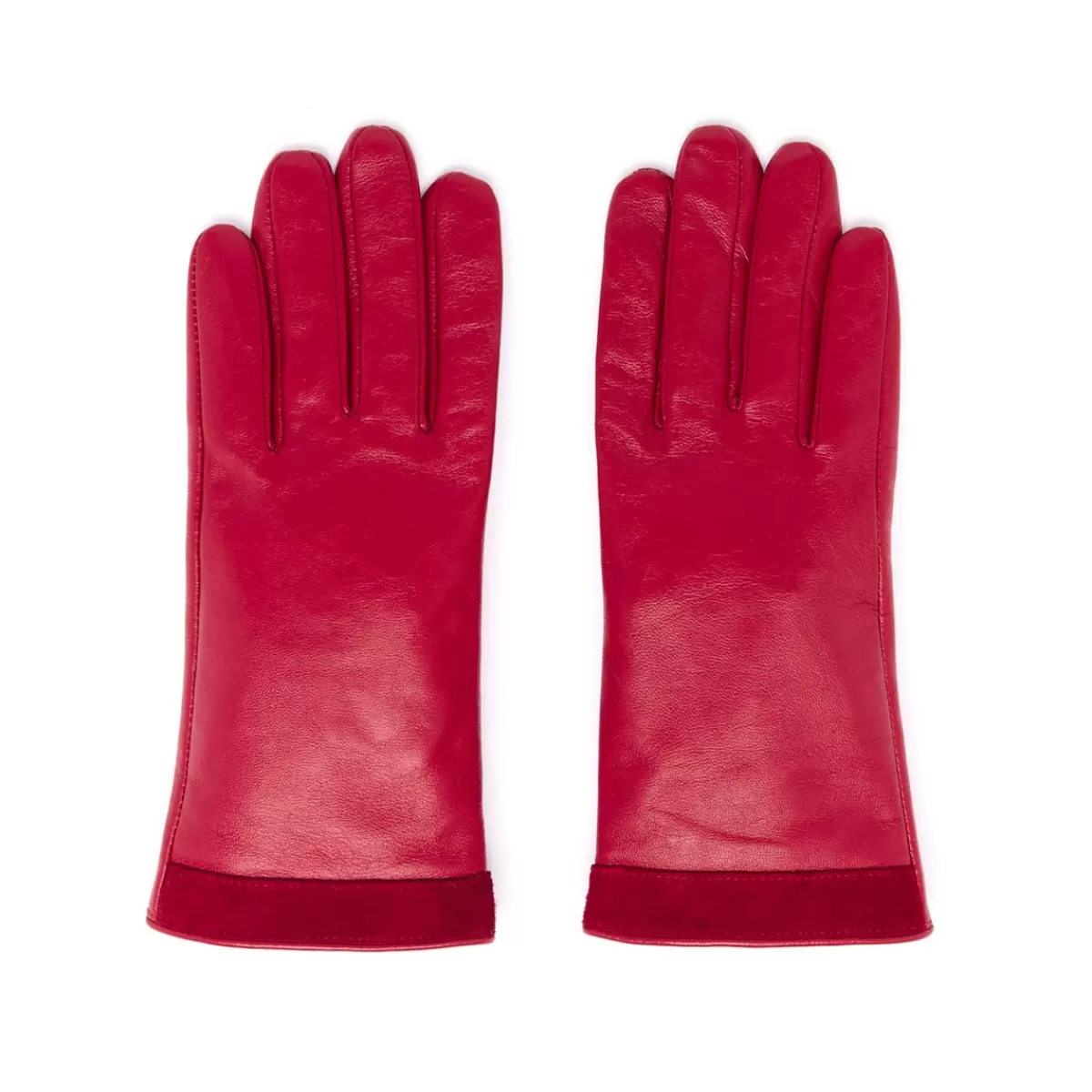 Clearance Draeger Paris Gants Bi-Matière en Cuir d’Agneau - Rouge