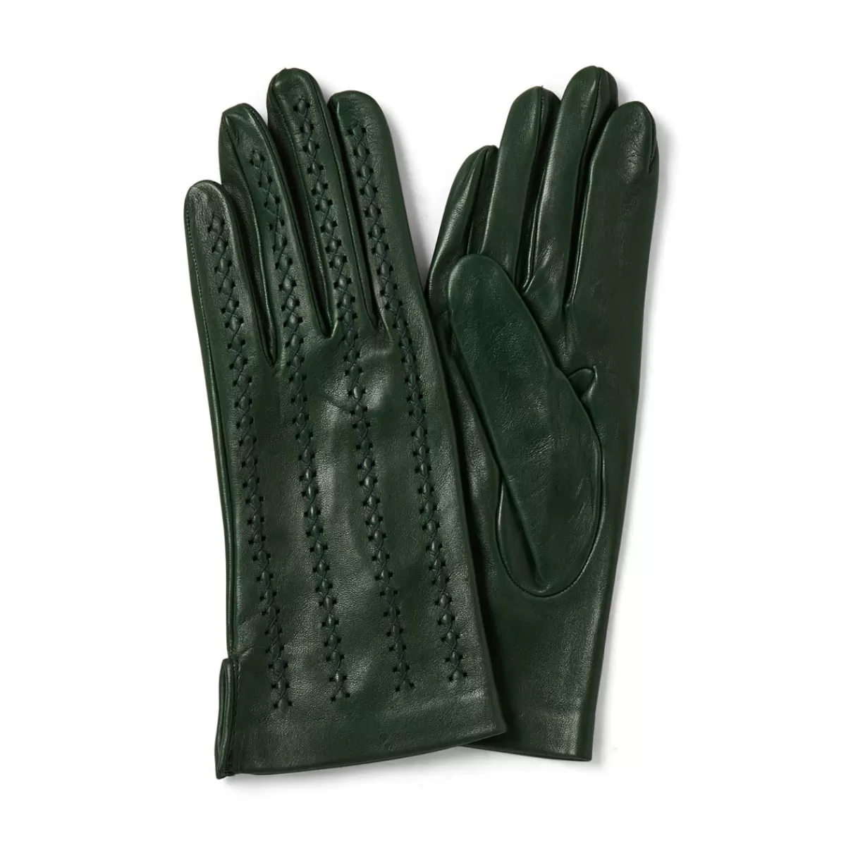 Cheap Draeger Paris Gants Femme En Cuir à Lacets - Vert