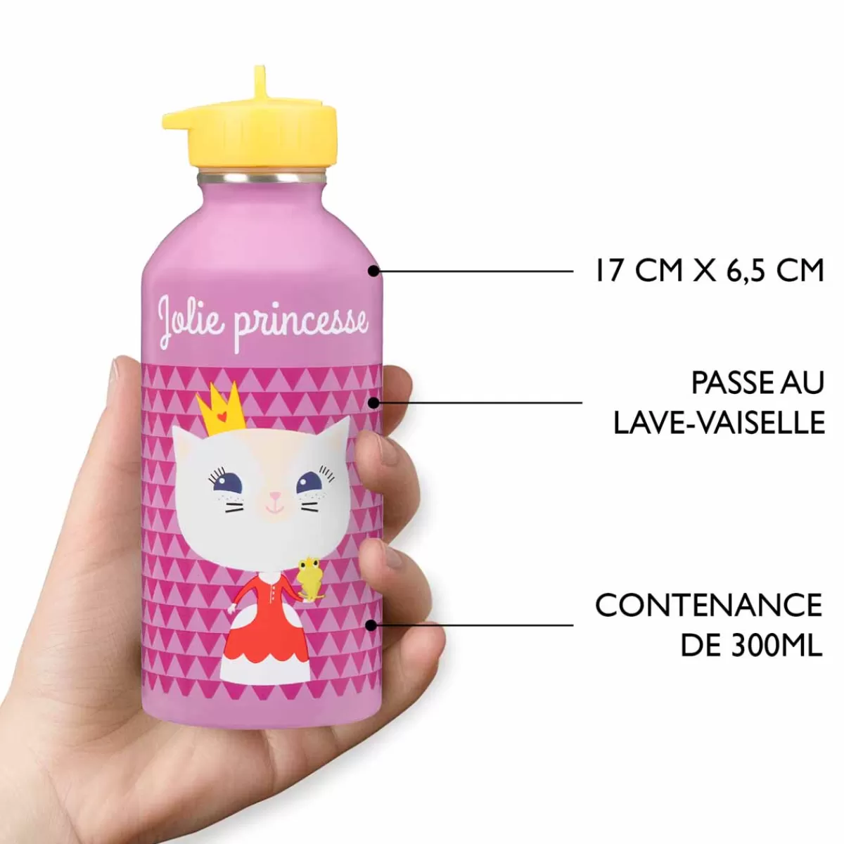 Fashion Draeger Paris Gourde inox enfant - Jolie princesse - chaton