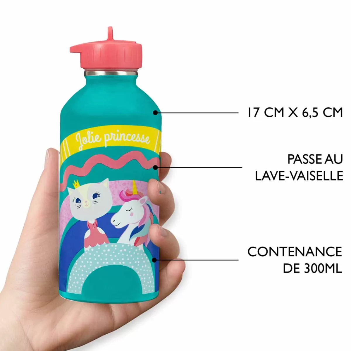 Sale Draeger Paris Gourde inox enfant - Jolie princesse - licorne