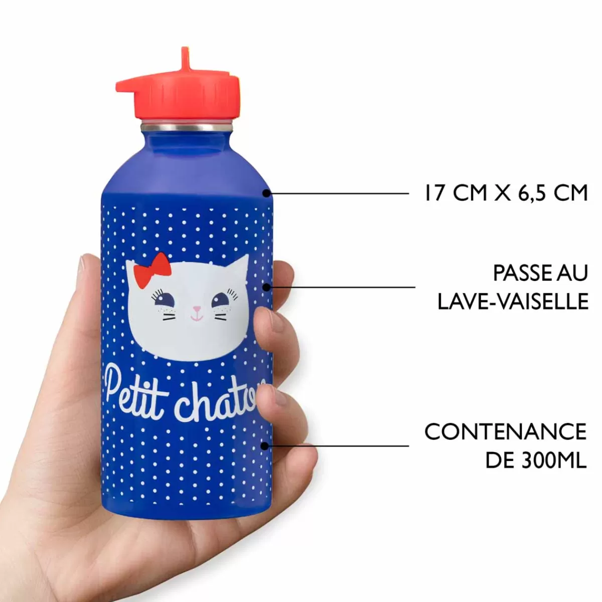 Sale Draeger Paris Gourde inox enfant - Petit chaton - bleu