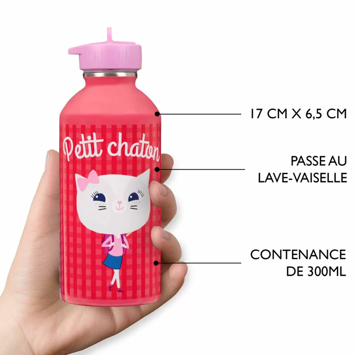 Flash Sale Draeger Paris Gourde inox enfant - Petit chaton - rose