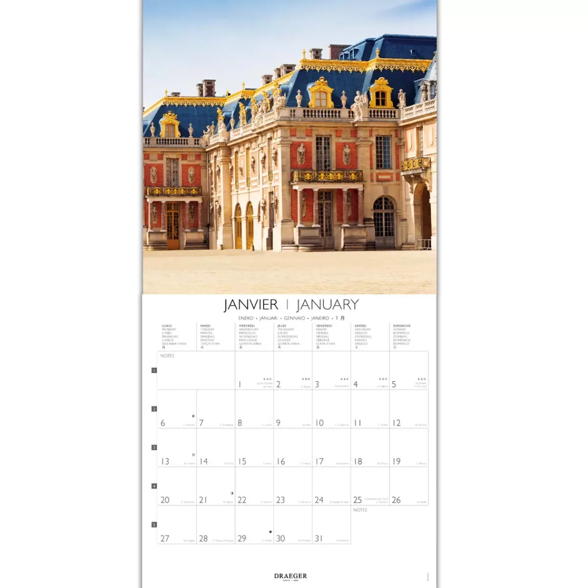 Hot Draeger Paris Grand Calendrier Mural 29x29 cm 2025 - France