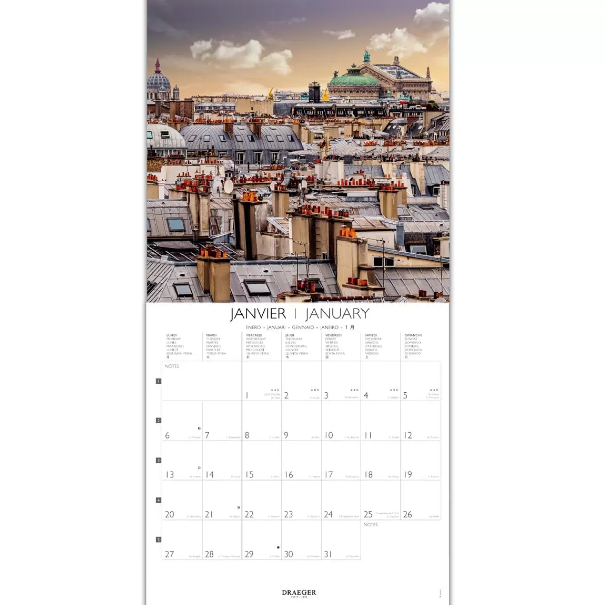 Best Draeger Paris Grand Calendrier Mural 29x29 cm 2025 - Paris