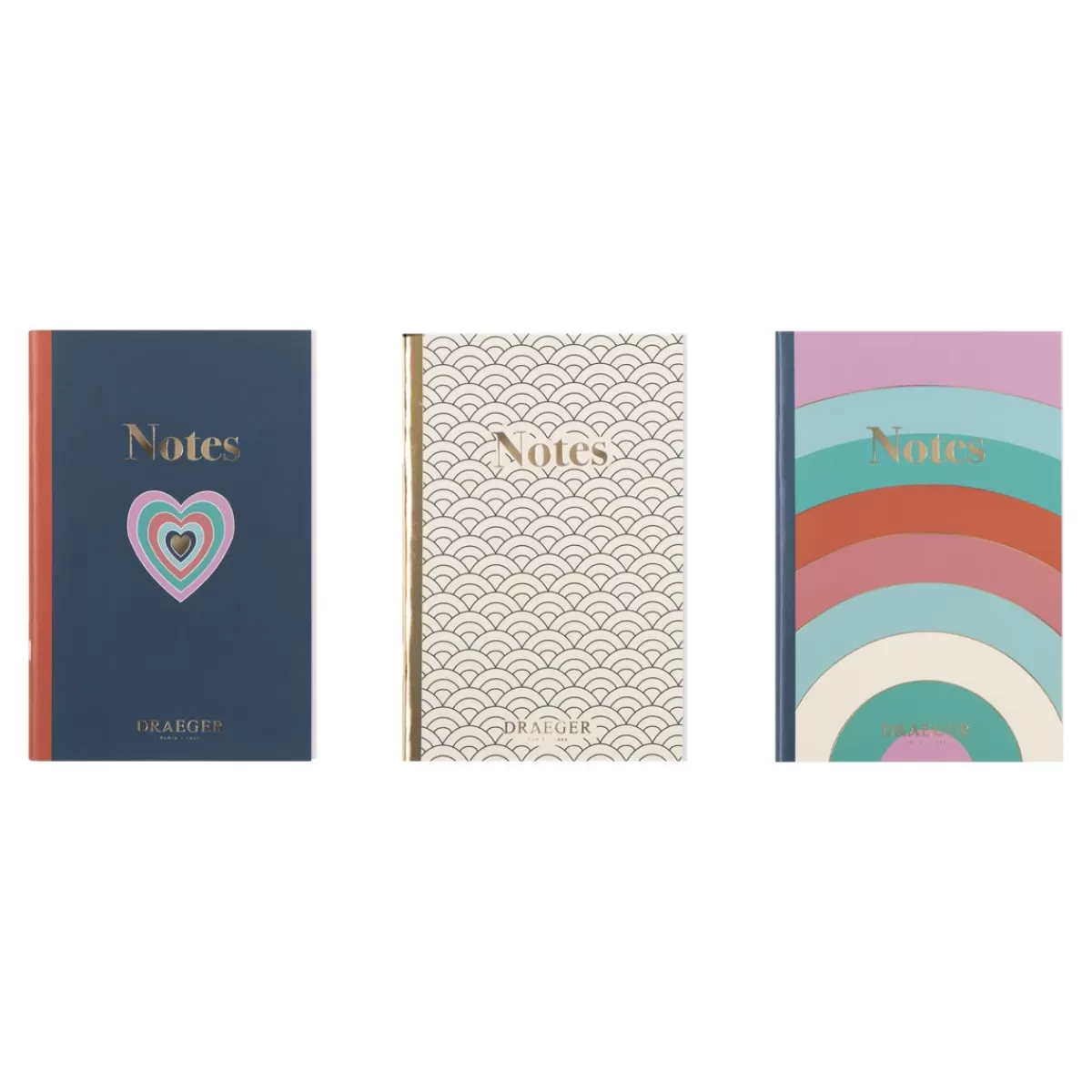 Cheap Draeger Paris Lot de 3 carnets A6 lignés - bleu, ivoire, pastel