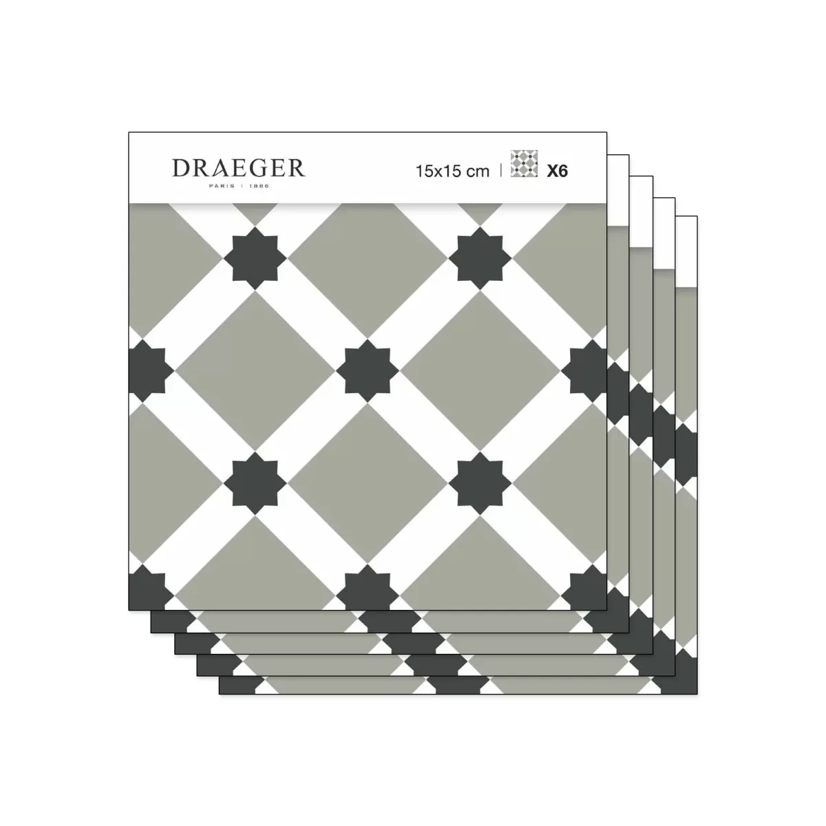 Best Draeger Paris Lot de 5 Stickers Carrelage 15x15 cm Carreaux étoilés