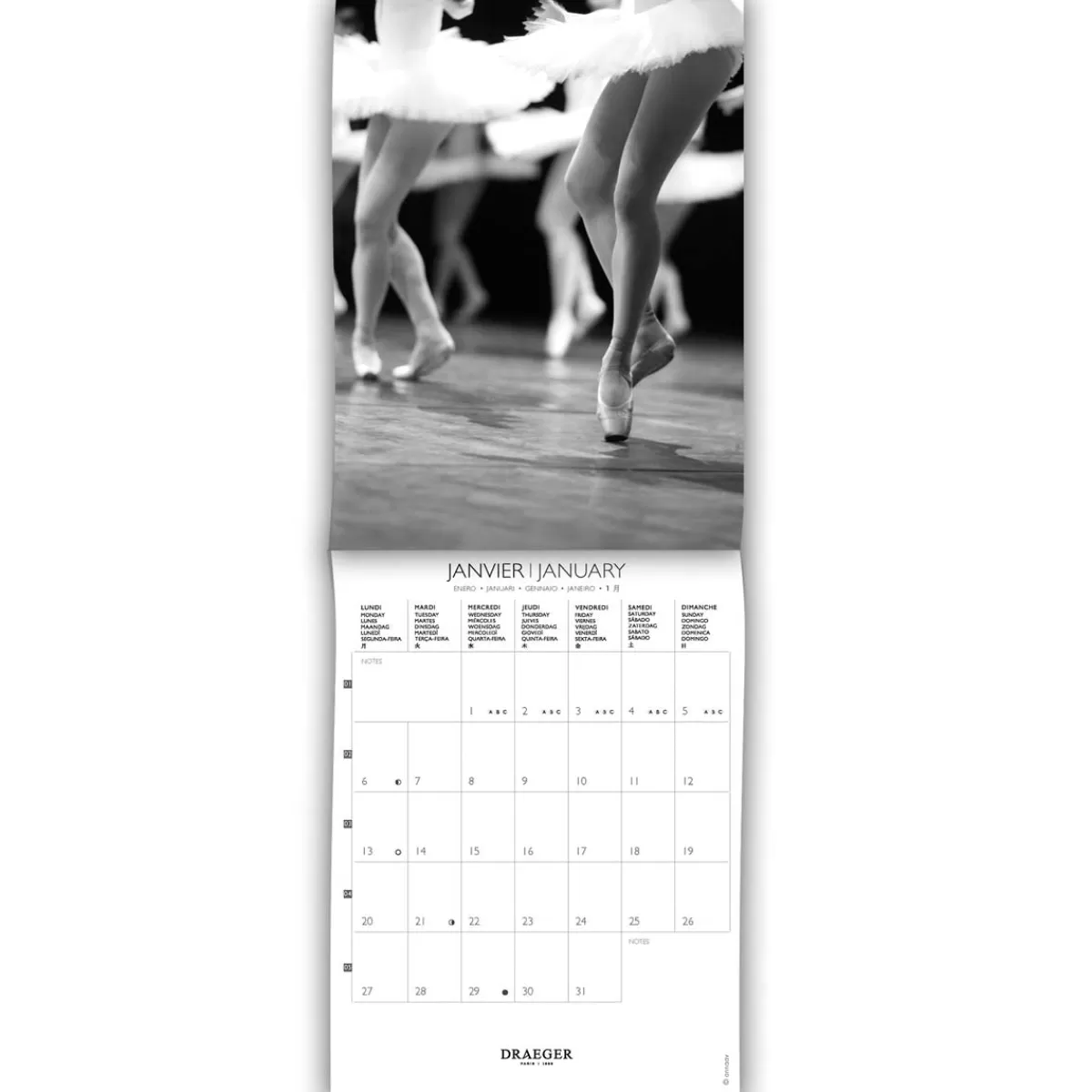 Shop Draeger Paris Petit Calendrier Mensuel 2025 14x18 cm - Danse