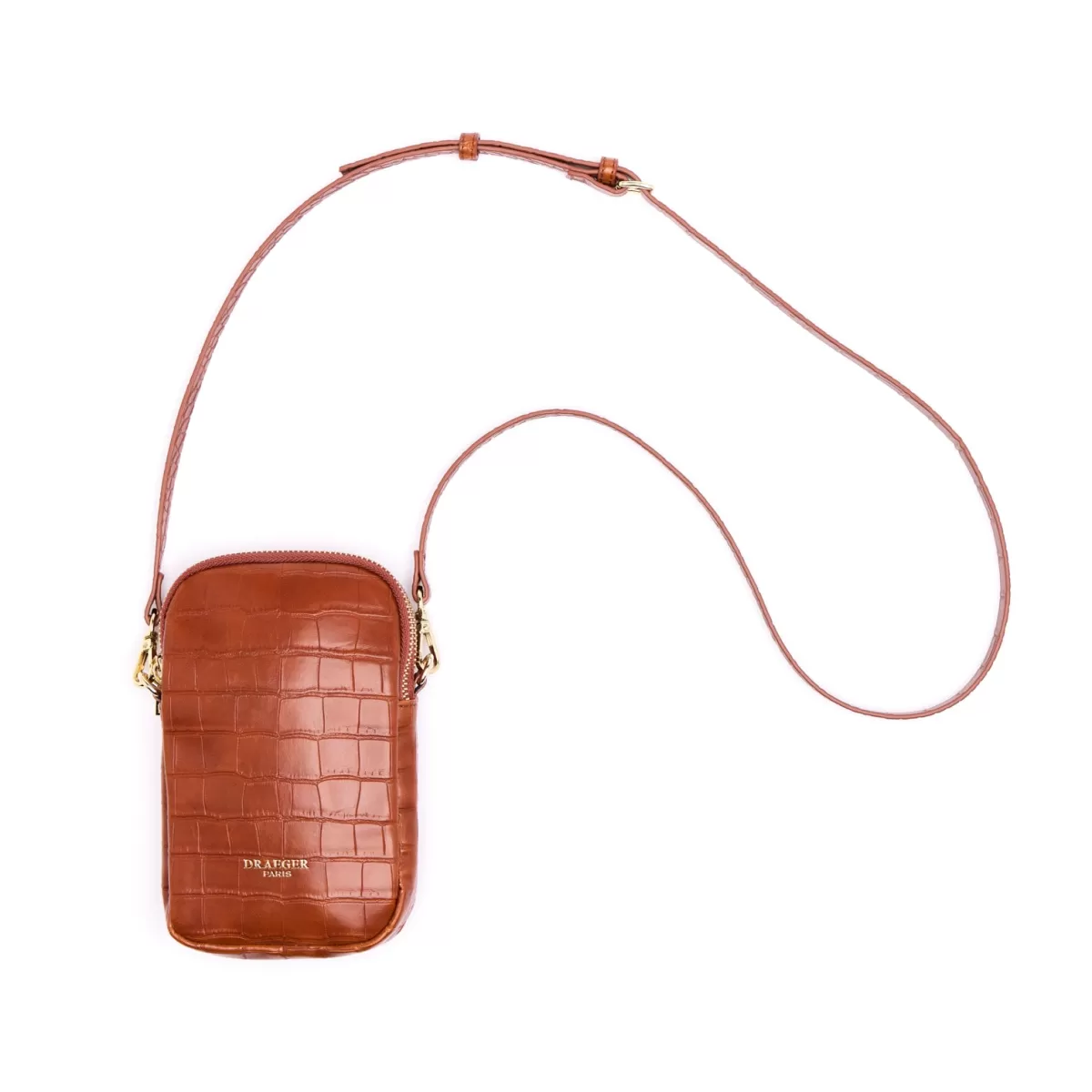 Hot Draeger Paris Pochette de Téléphone Croco - Cognac