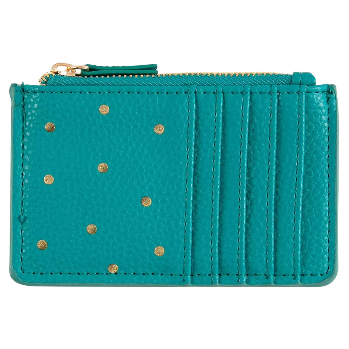 Fashion Draeger Paris Porte-cartes zippé - pois dorés - turquoise