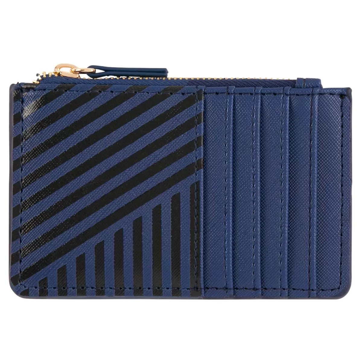 Best Sale Draeger Paris Porte-cartes zippé - rayures bleu marine et noires