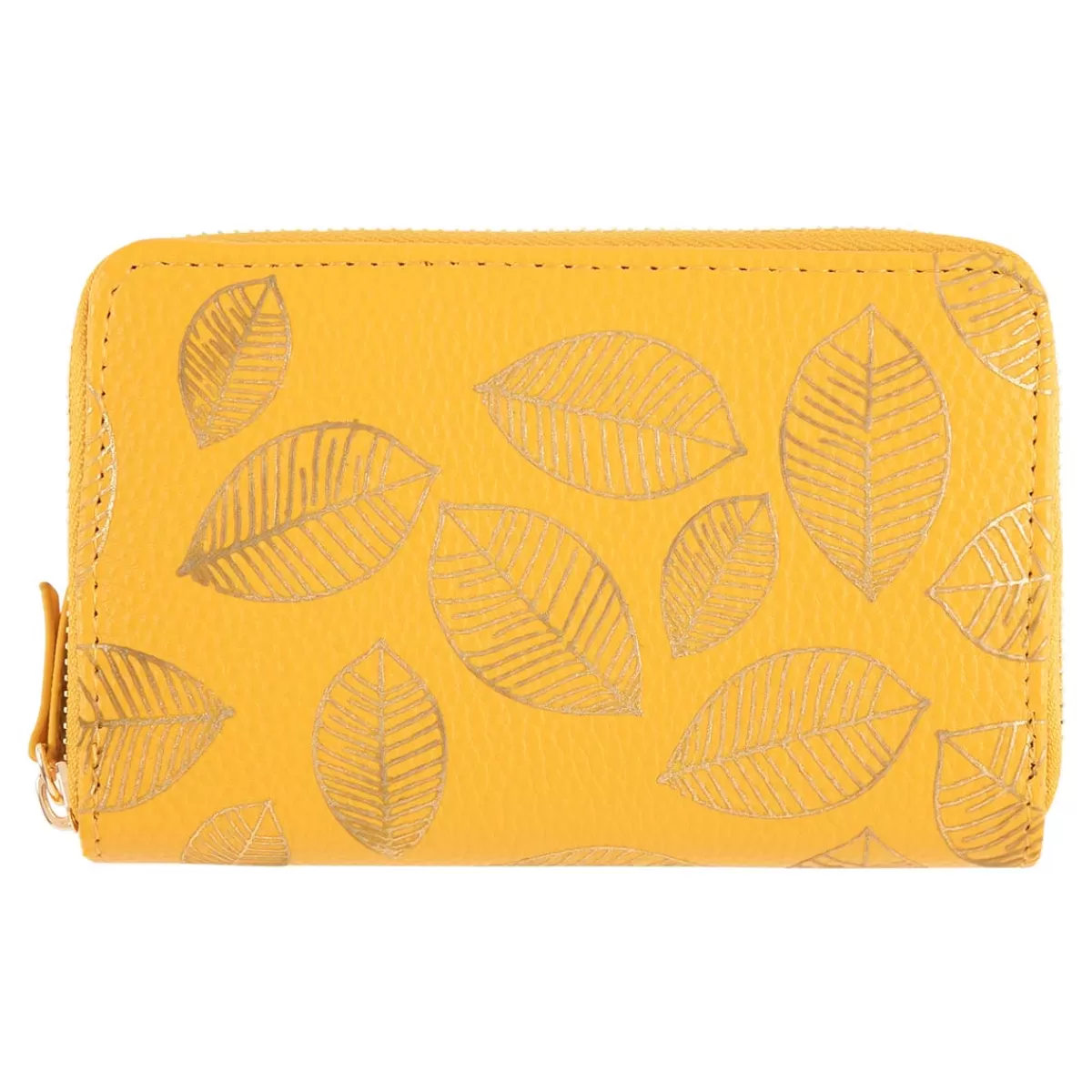 Sale Draeger Paris Portefeuille femme - feuilles dorées - jaune moutarde