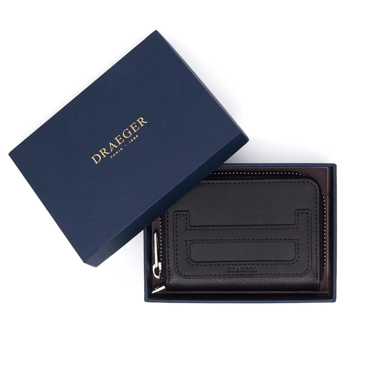 Outlet Draeger Paris Porte-monnaie zippé - 2 compartiments - 100% cuir - Homme