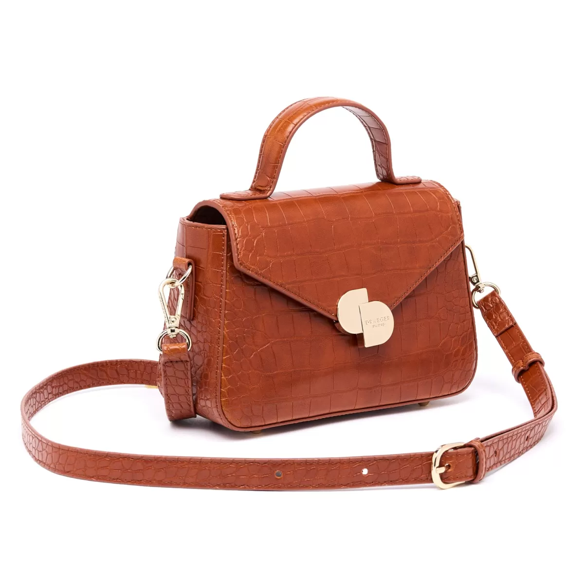 Best Sale Draeger Paris Sac à Main Camille Croco - Cognac