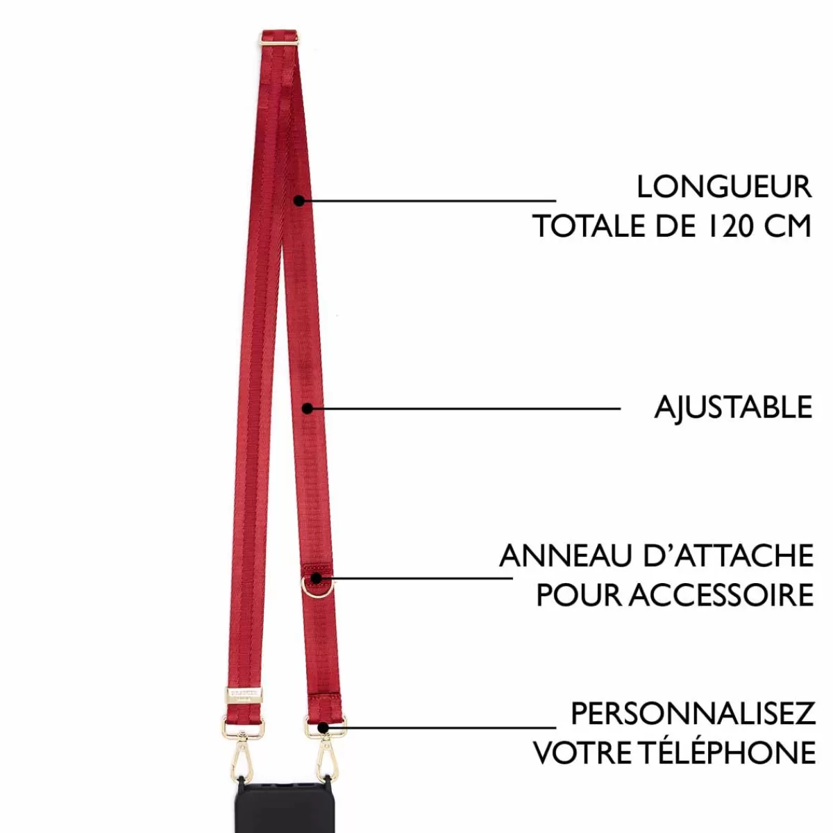 Best Draeger Paris Sangle pour Pochette Téléphone Rouge