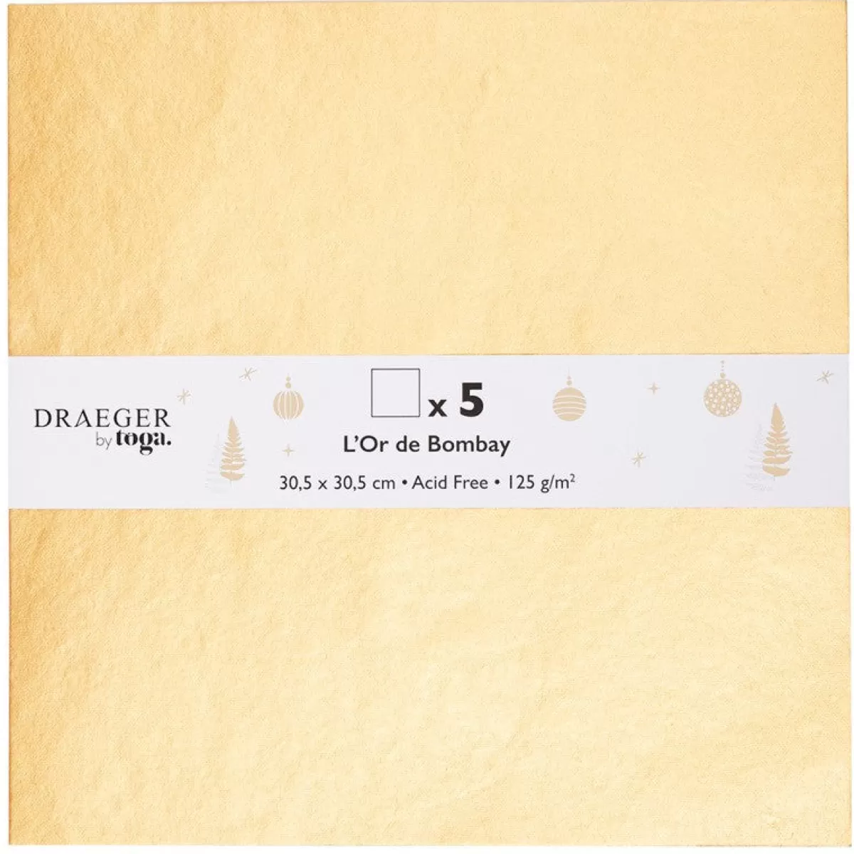 Clearance Draeger Paris Set de 5 papiers Or pailleté - Spécial Réveillon