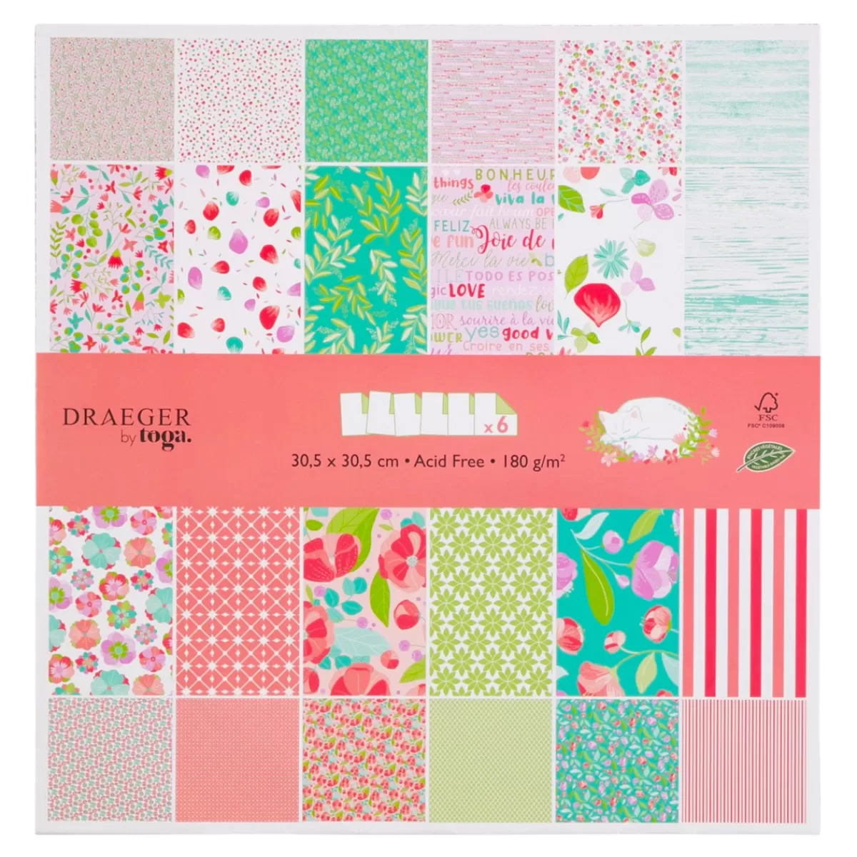 Discount Draeger Paris Set de papiers imprimés Motifs fleuris x6